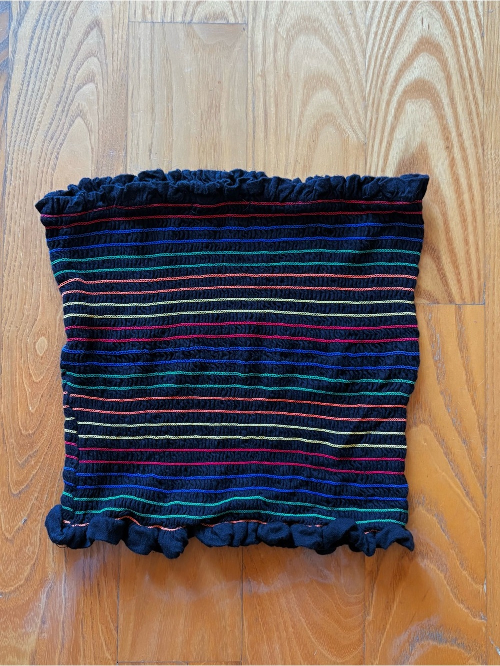 Striped Tube Top Ruffled Hem - Picture 3 of 4